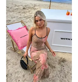 With Harper Lu Slip Dress in Mesh Leopard Size XS / AU 6 for rent on The Volte - image 3