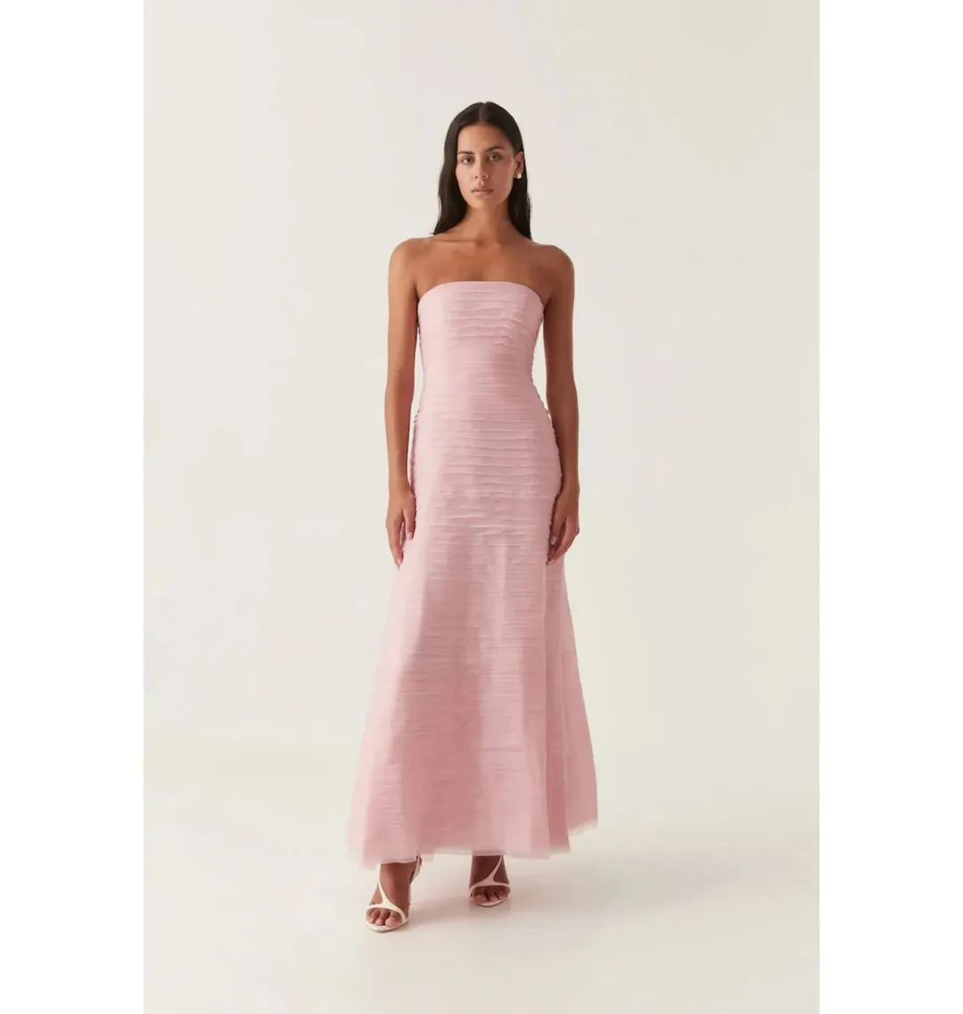 Aje Soundscape Maxi Dress Chalk Pink Size AU 6 for rent on The Volte - main image