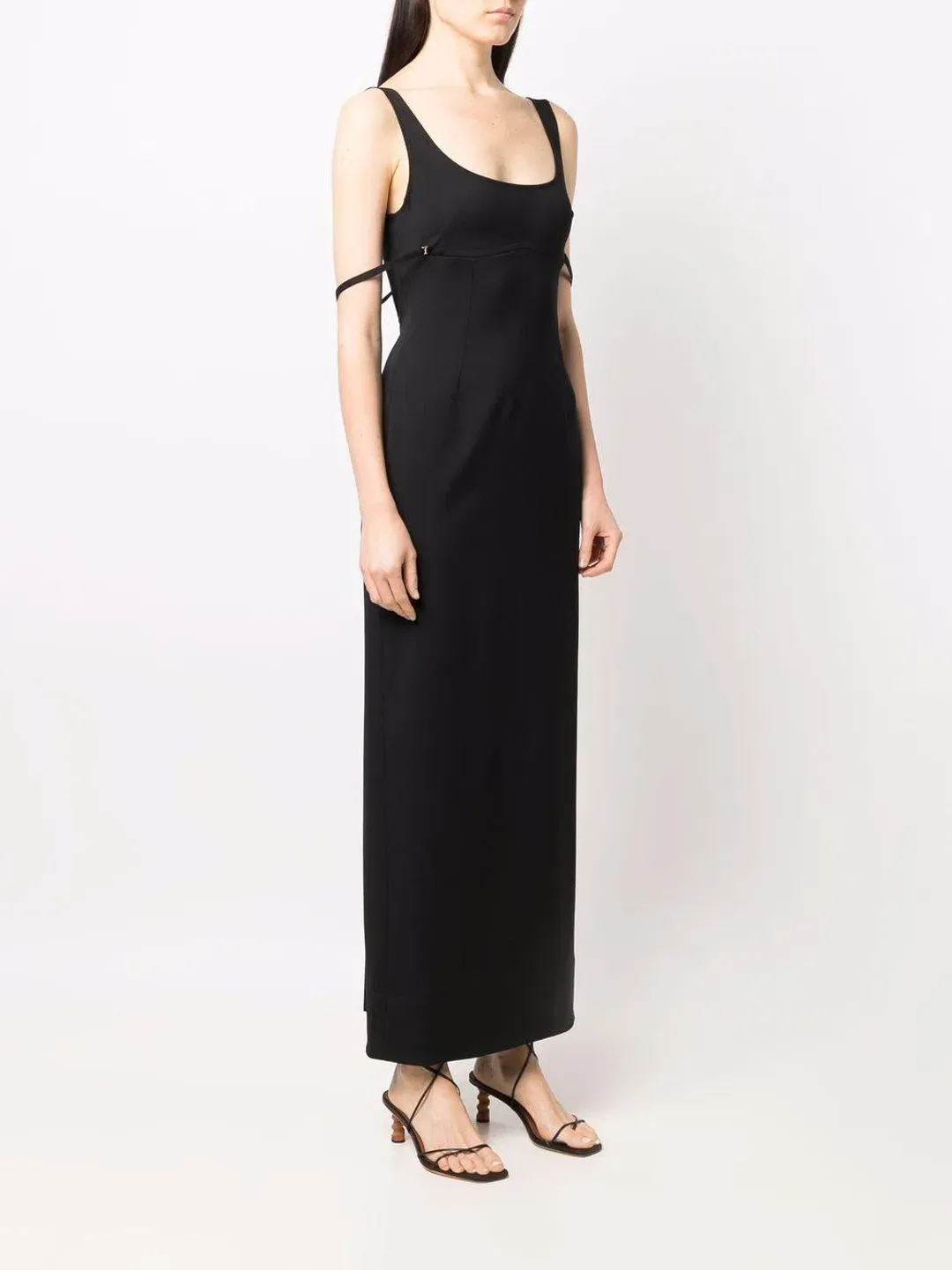 Jaquemus Le Valdu virgin wool blend maxi black dress size AU 8 for rent on The Volte - main image