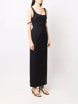 Jaquemus Le Valdu virgin wool blend maxi black dress size AU 8 for rent on The Volte - image 2