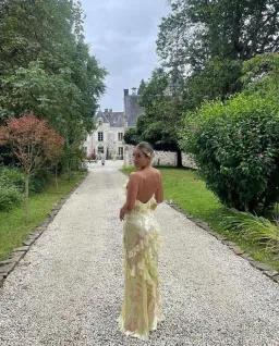 LoveShackFancy Rialto Floral Chiffon Maxi Dress in Yellow Melon Size US0/AU6 for rent on The Volte - image 2