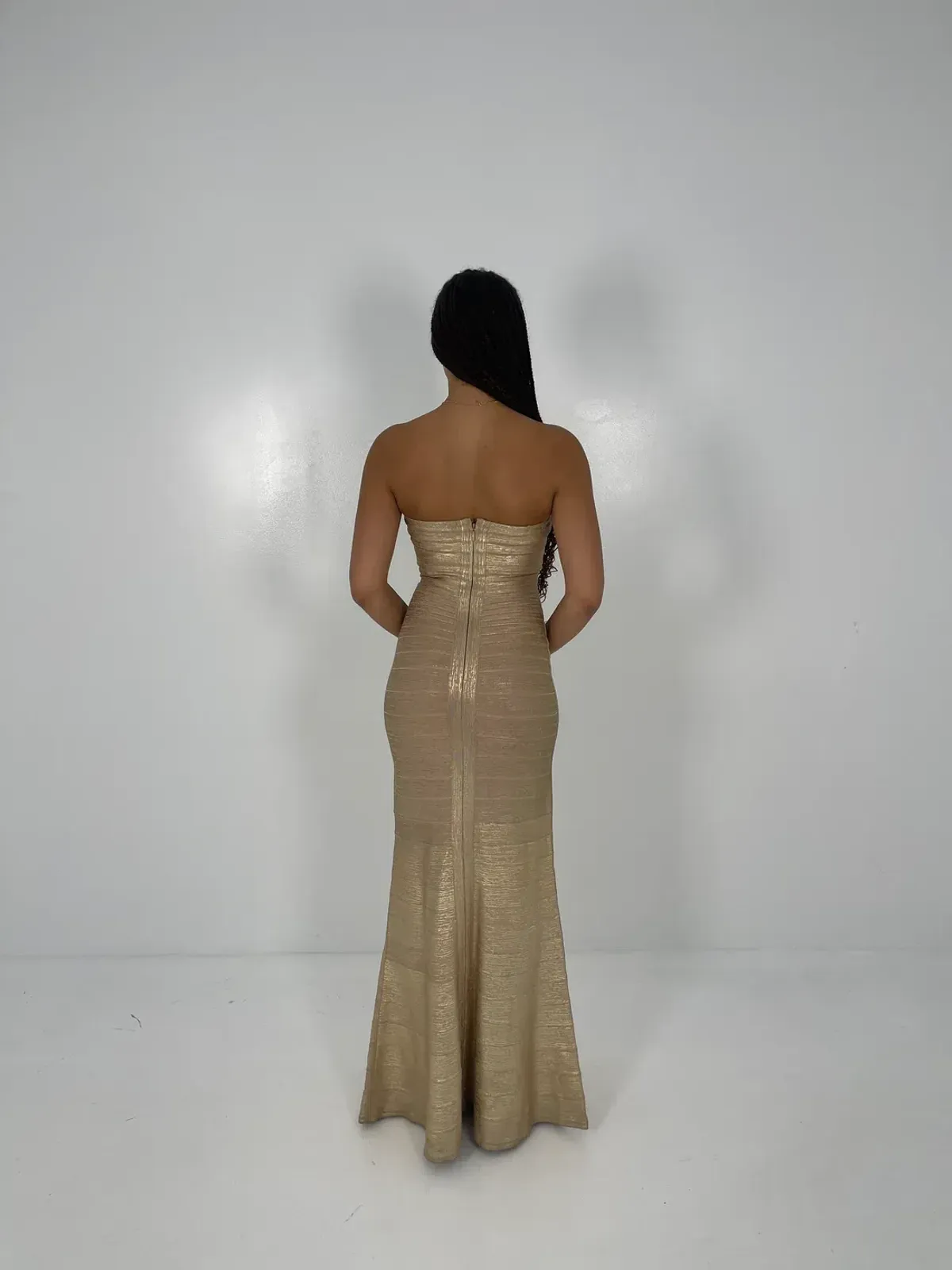 Hervé Léger Gold Sara Gown in Gold Size XS/AU6 - Image 2
