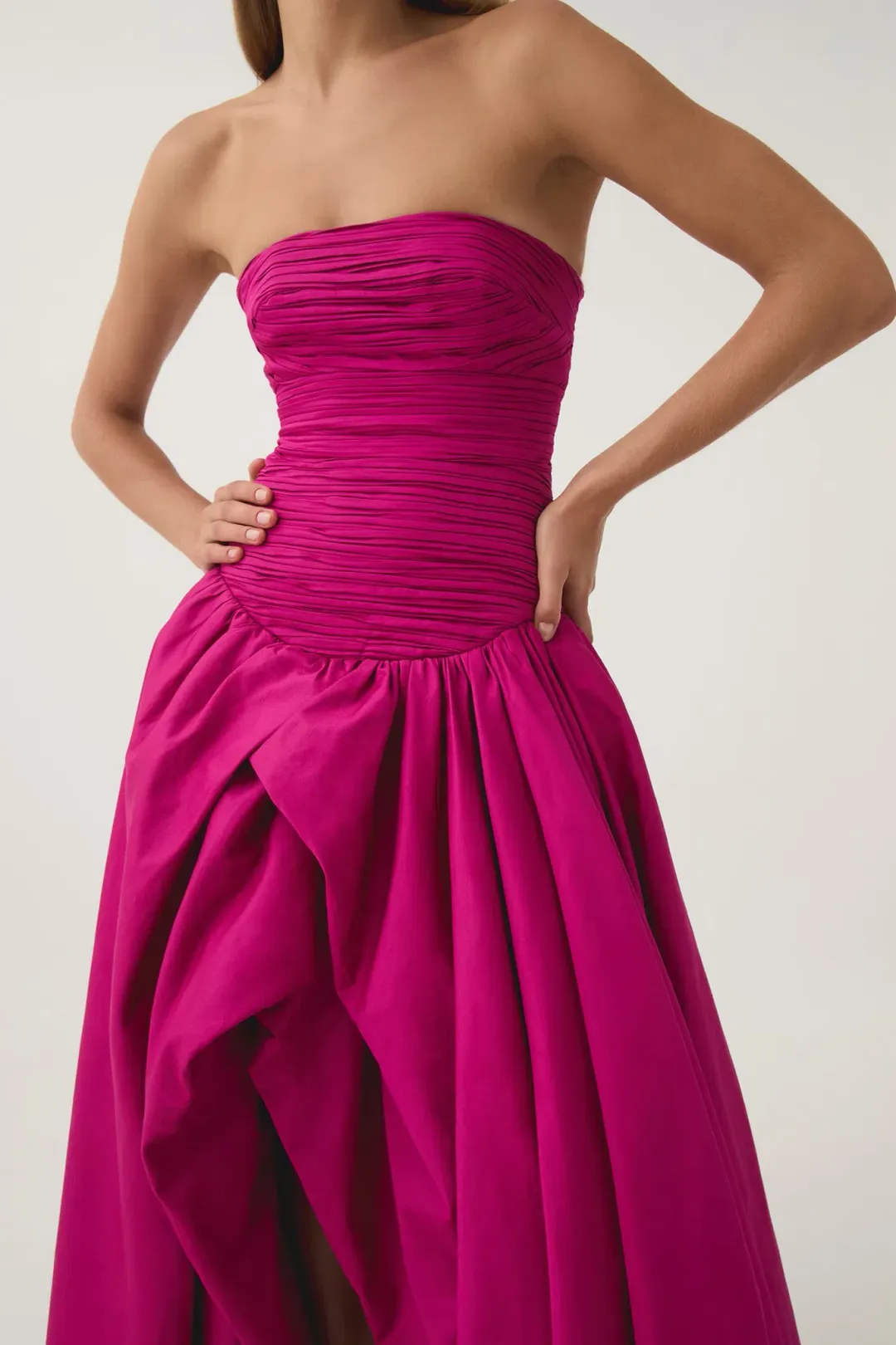 Aje Magenta Violette Bubble Hem Maxi Gown Size 10 for rent on The Volte - main image