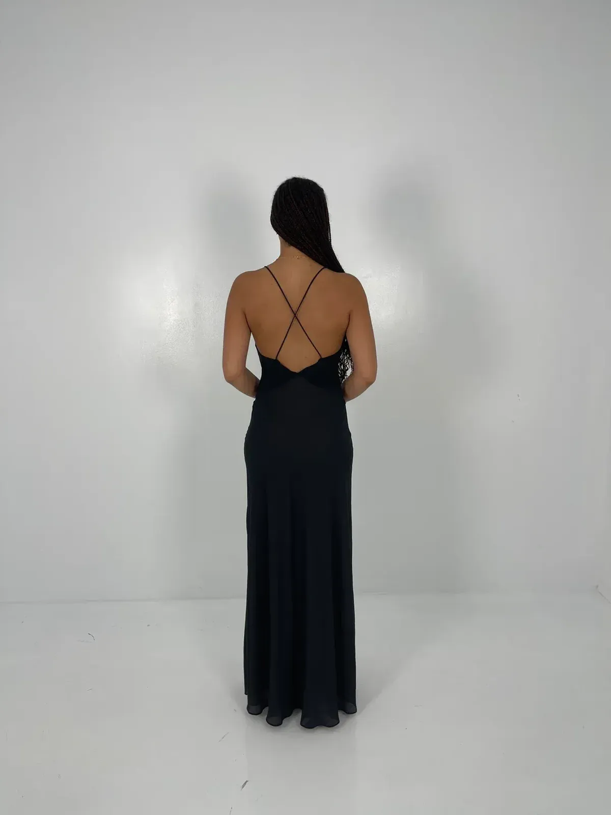 Helsa Sheer Deep V Rose Dress in Black Size Small/AU 8 - Image 3