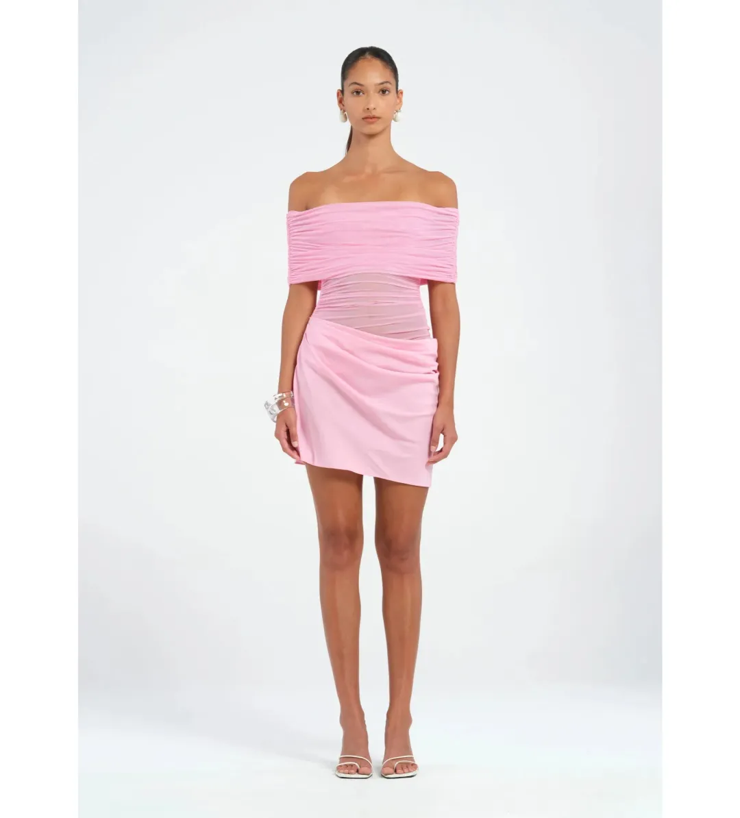 Benni Nico Off-Shoulder Mini Dress Bubblegum Pink Size 6 for rent on The Volte - main image