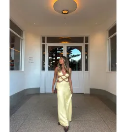 Bec & Bridge Agathe Diamond Dress Butter Yellow Size AU 8 for rent on The Volte - image 3