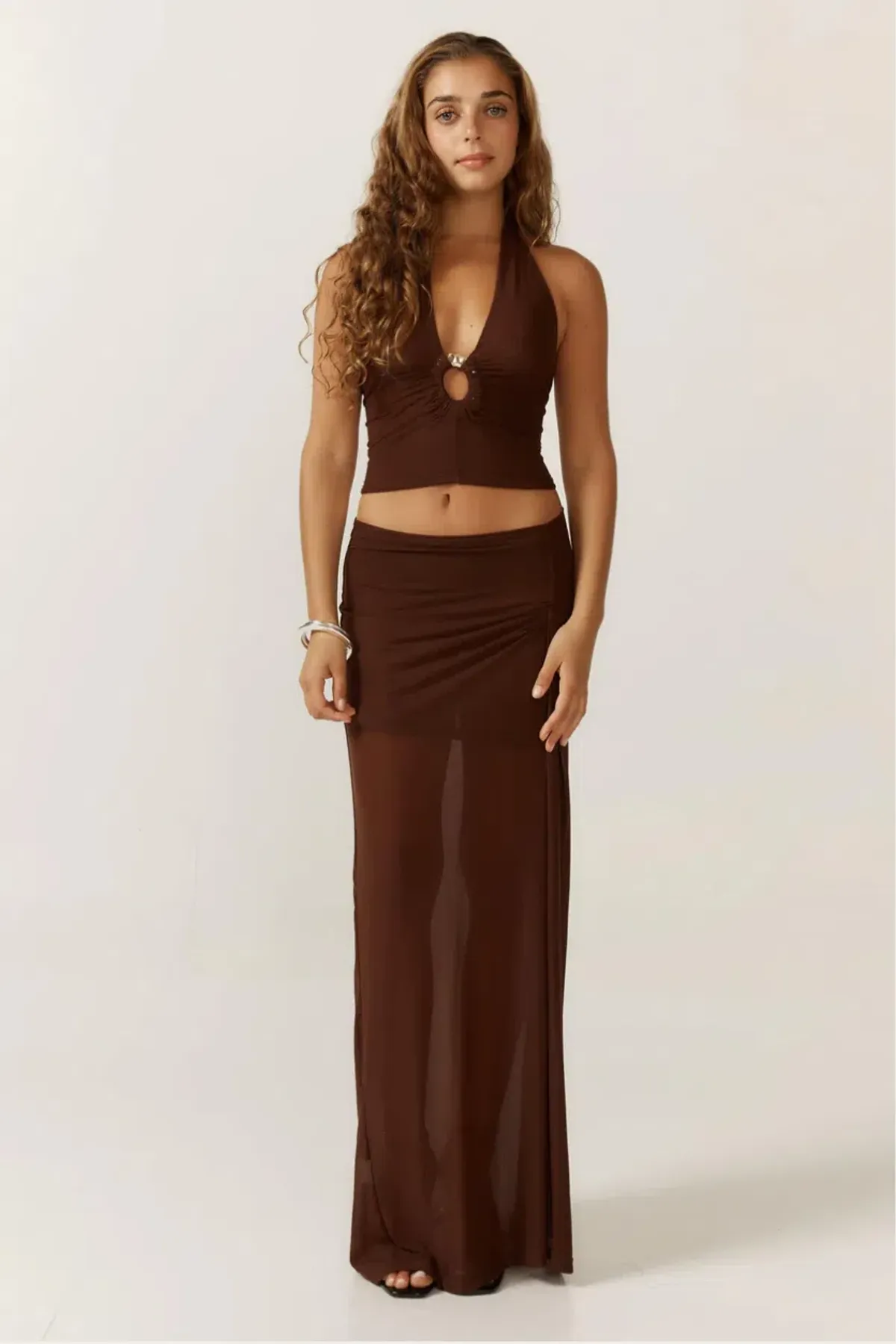 Ance Gria Nellie Top and Skirt Set Chocolate Brown Size M / - Image 1