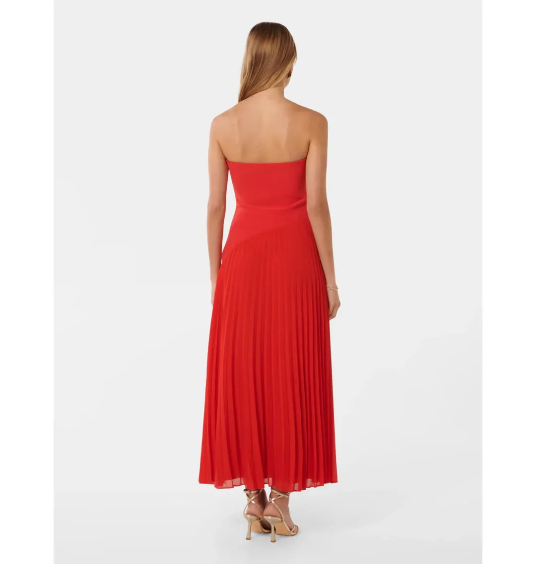 Forever New Capri Strapless Pleated Dress Red Size AU 6 for rent on The Volte - main image