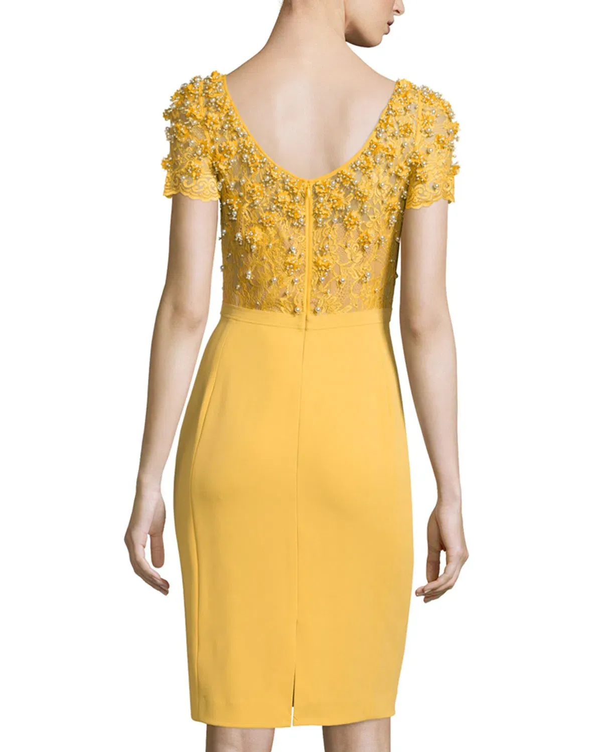 Jenny Packham Embellished Bodice Cocktail Dress Yellow Size 12 - Image 2