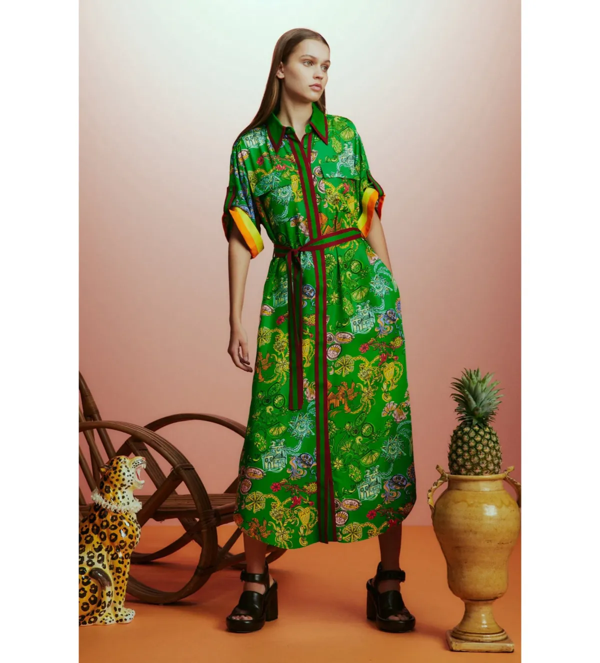 Alemais Fiesta Shirt Dress Green Size 10 - Image 1