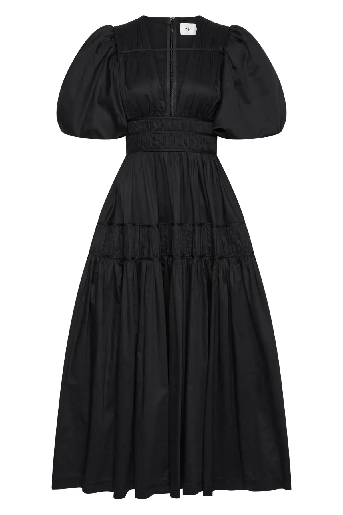 Aje Fallingwater Ruched Midi Dress Black Size 12 - Image 2
