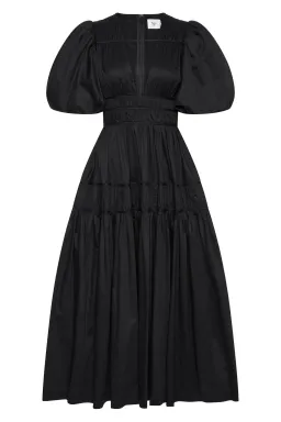 Aje Fallingwater Ruched Midi Dress Black Size 12 for rent on The Volte - image 2