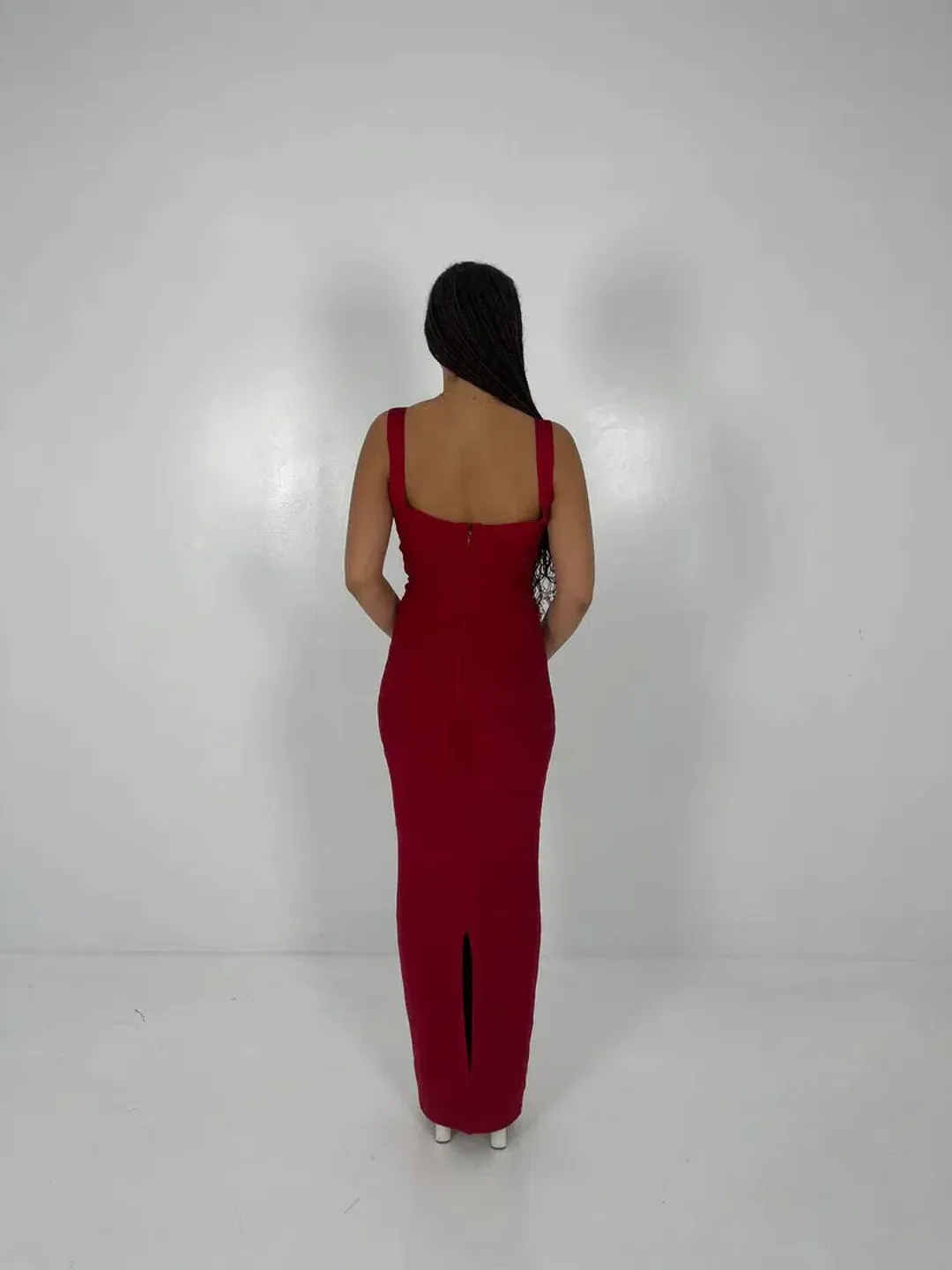 Hervé Léger Cranberry Round Neck Gown in Red Size S/AU8 for rent on The Volte - main image