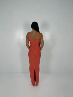 Hervé Léger Round Neck Gown in Coral Size XS/AU6 for rent on The Volte - image 3