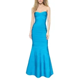 Herve Leger Blue Sara Gown Blue Size M/AU 8-10 for rent on The Volte - image 1