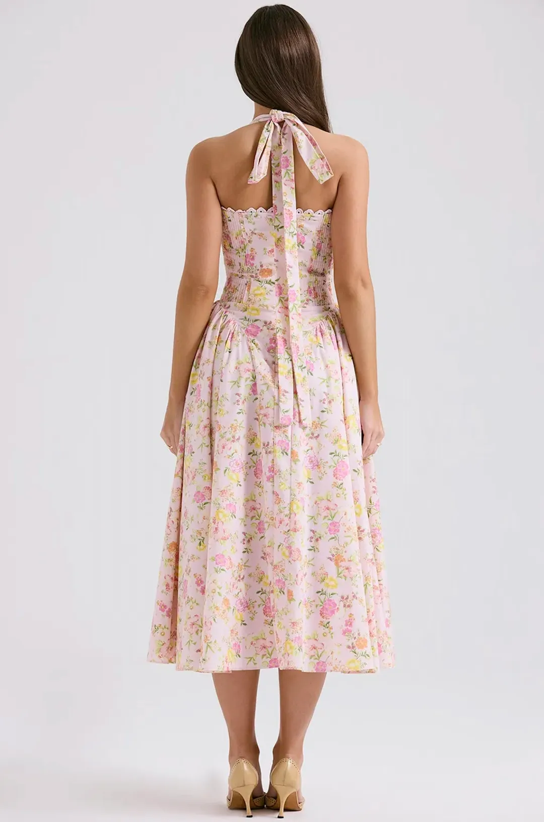 House of CB Adabella Halter Midi Sundress Meadow Print Size L / AU 14 for rent on The Volte - main image