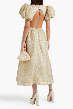 Aje Patina Lace Midi Dress Gold Size AU 16 for rent on The Volte - image 2
