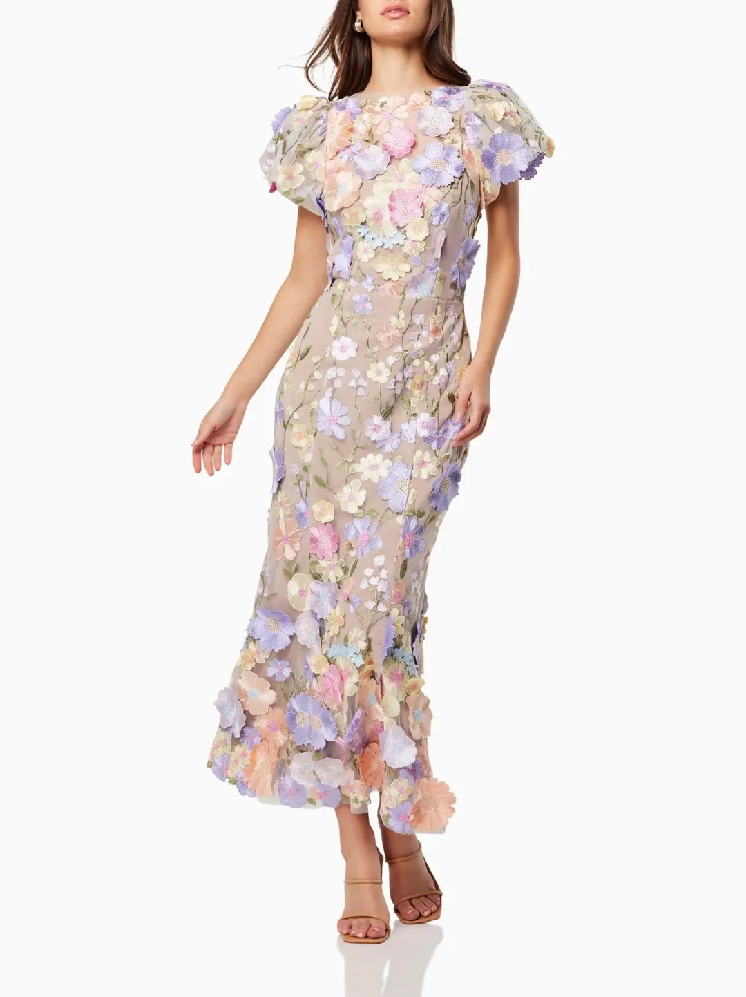 Elliatt Astraea 3D Lace Maxi Dress In Purple Size S/Au 8 for rent on The Volte - main image