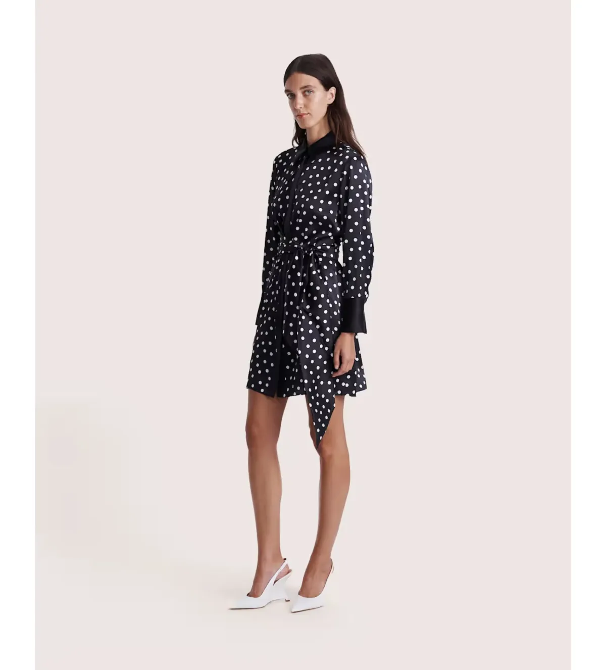 Saba Presley Silk Mini Shirt Dress Black/Ivory Size AU 10 - Image 2