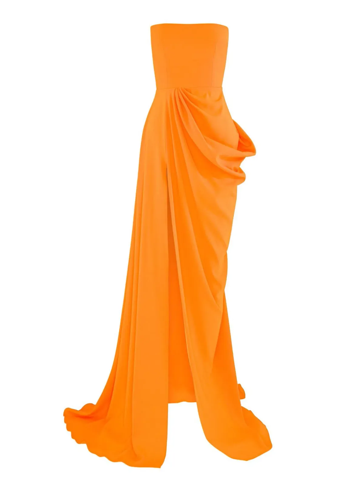 Alex Perry Reed Draped Crepe Gown Orange Size 8 - Image 2