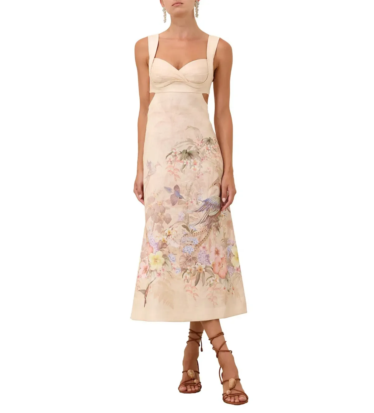 Zimmermann Illuminate Midi Dress in Ivory Tropical Size 2 / AU 12 - Image 1