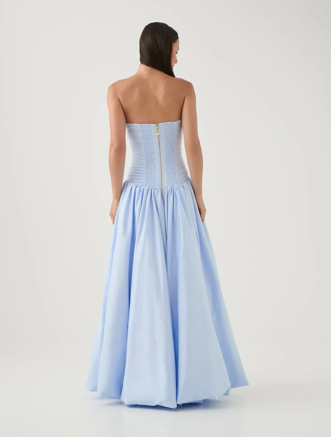 Aje Violette Bubble Hem Maxi Dress Pearl Blue Size 10 for rent on The Volte - main image