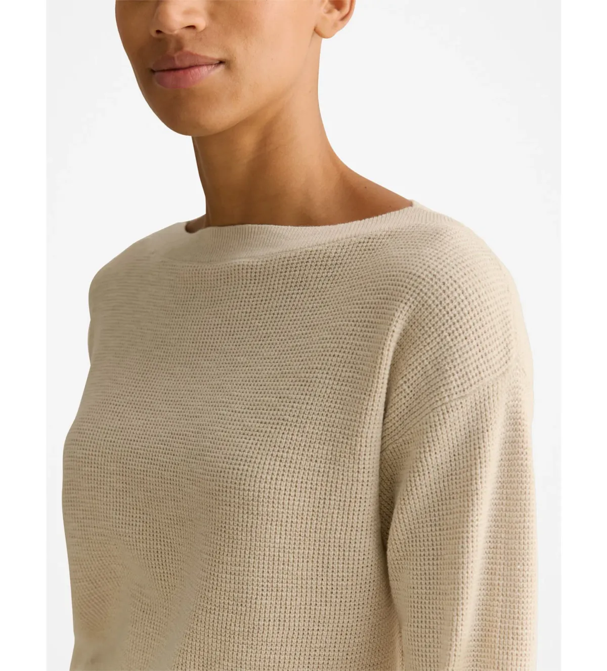 Trenery Cotton Linen Boat Neck Knit Ecru Size L/AU 14 - Image 3