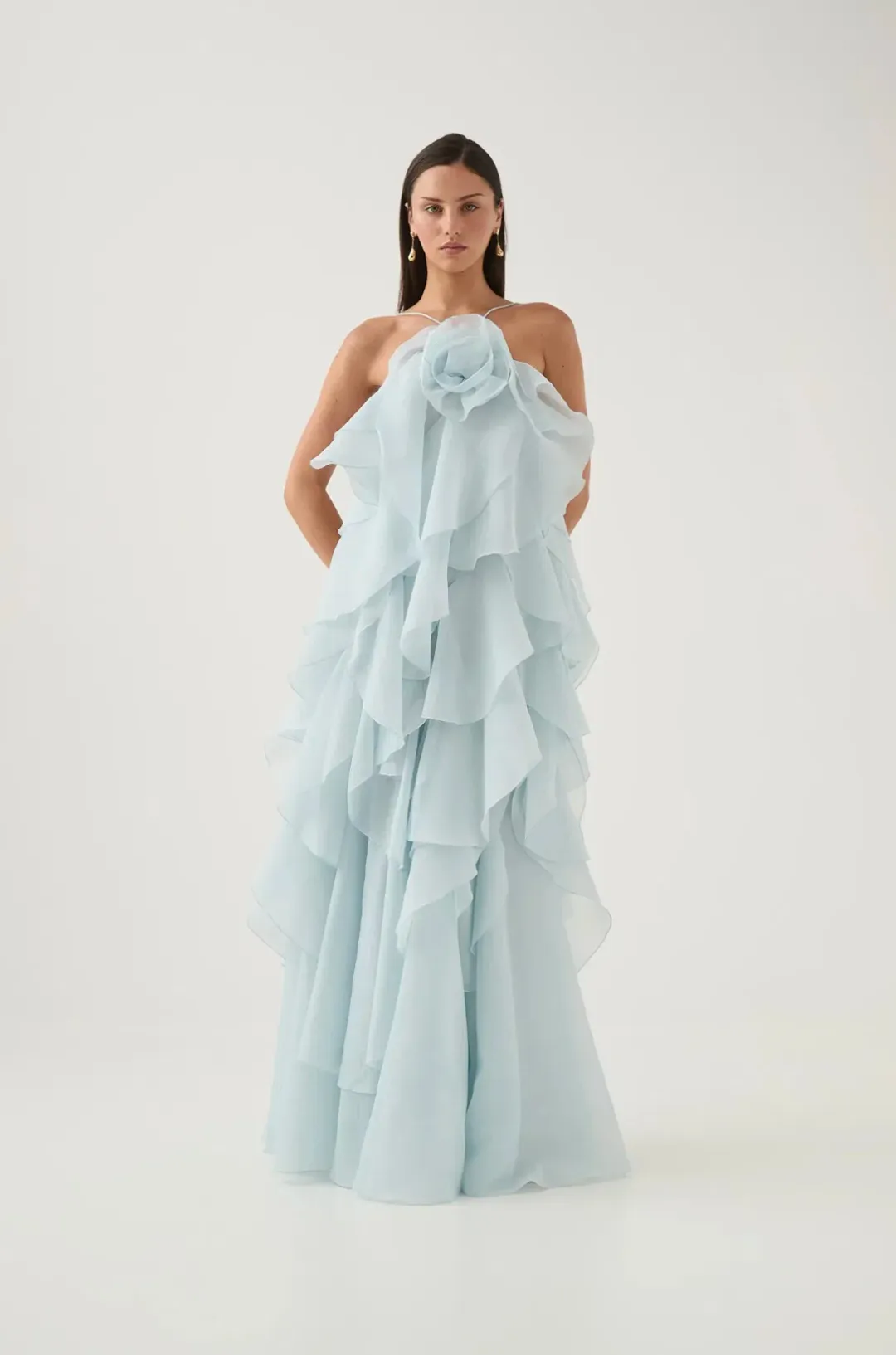 Aje Pandorea Layered Maxi Dress Silver Blue Size S / AU 8 for rent on The Volte - main image