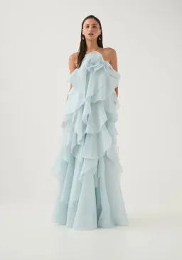 Aje Pandorea Layered Maxi Dress Silver Blue Size S / AU 8 for rent on The Volte - image 1