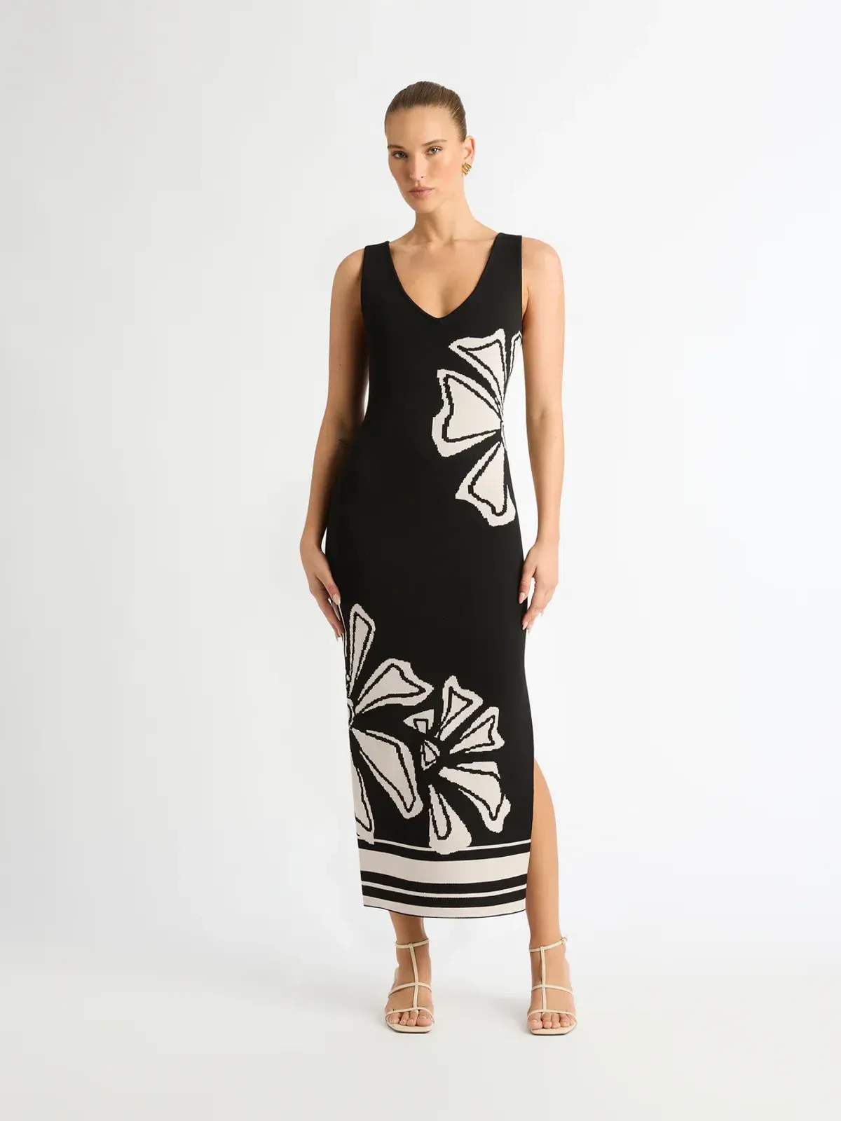 Sheike Knit Midi Dress Black Size 6 - Image 1