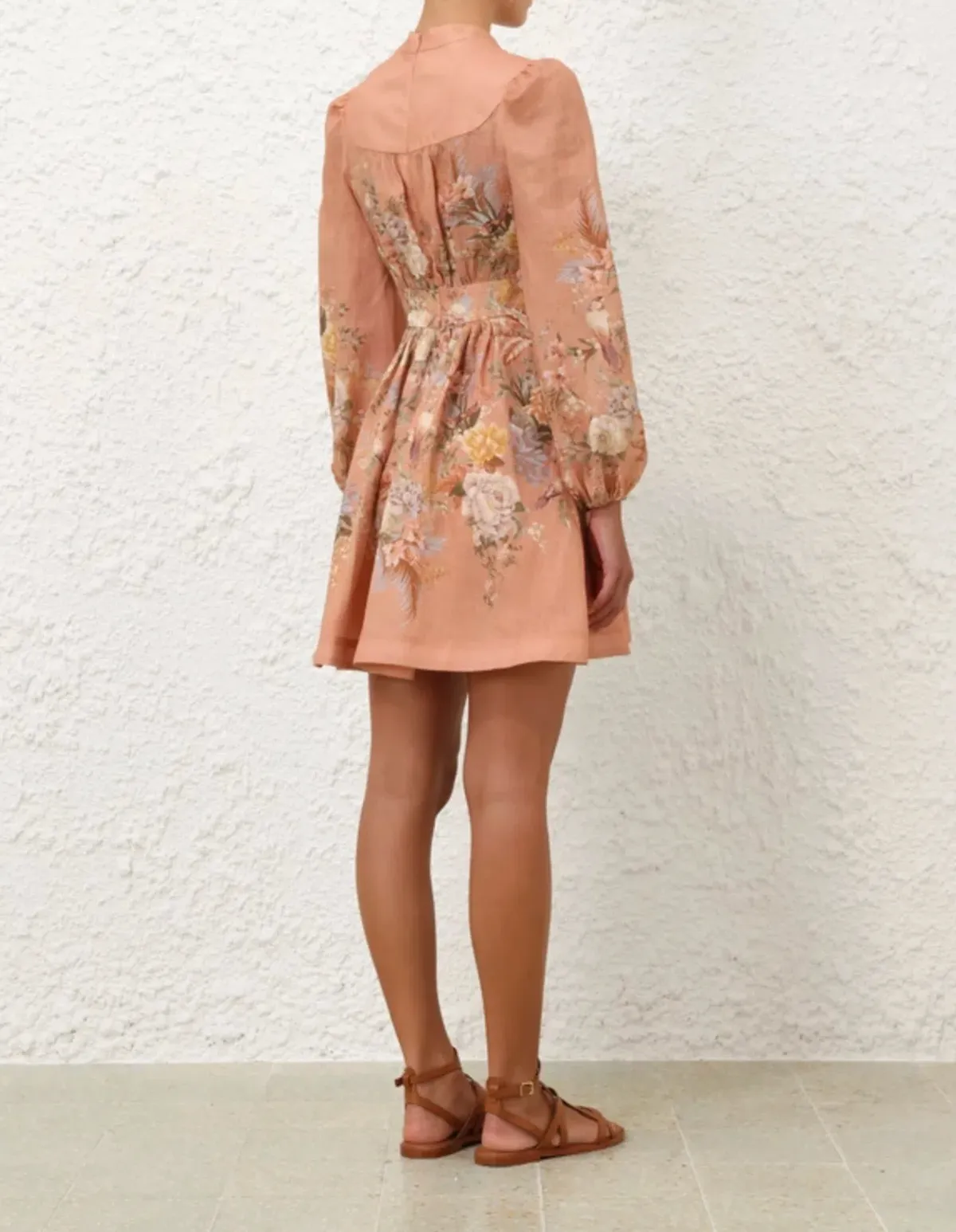 Zimmermann Tallow Plunge Mini Dress Pink Multi Floral Size AU 8 - Image 6