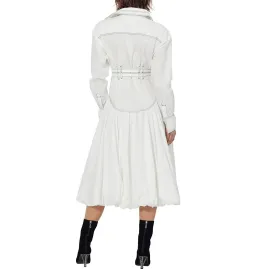 Aje Cassia Bubble Hem Belted Midi Shirt Dress White Size 10/M for rent on The Volte - image 2