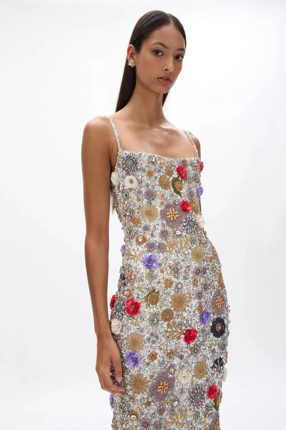 Rachel Gilbert Francesca Gown Silver Multi Size 0 / AU 6 - Image 3