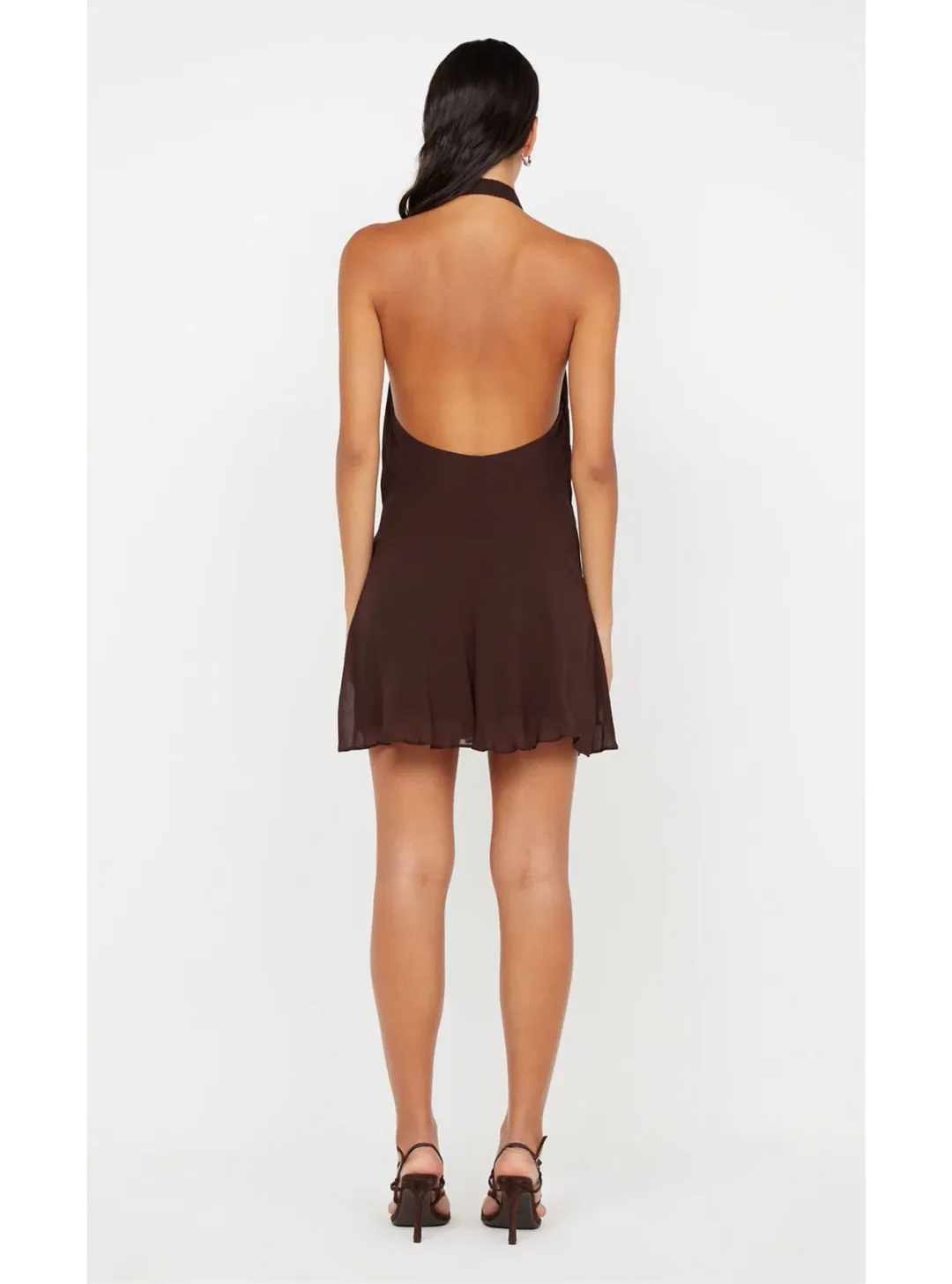 Bec & Bridge Celyse Mini Dress Dark Chocolate Brown Size 6 for rent on The Volte - main image