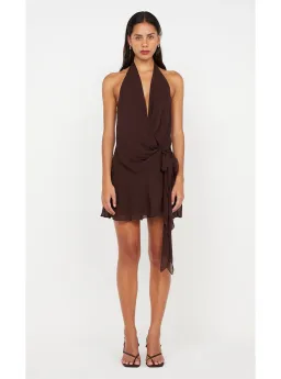 Bec & Bridge Celyse Mini Dress Dark Chocolate Brown Size 6 for rent on The Volte - image 1