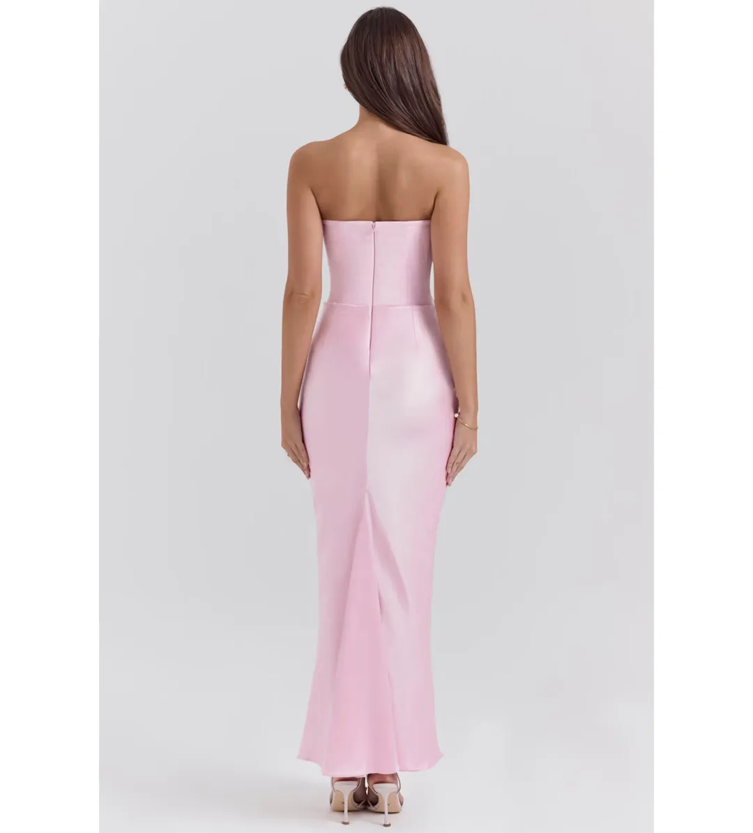 House of CB Persephone Strapless Corse Maxi Dress in Rose Shadow Size AU 8 for rent on The Volte - main image