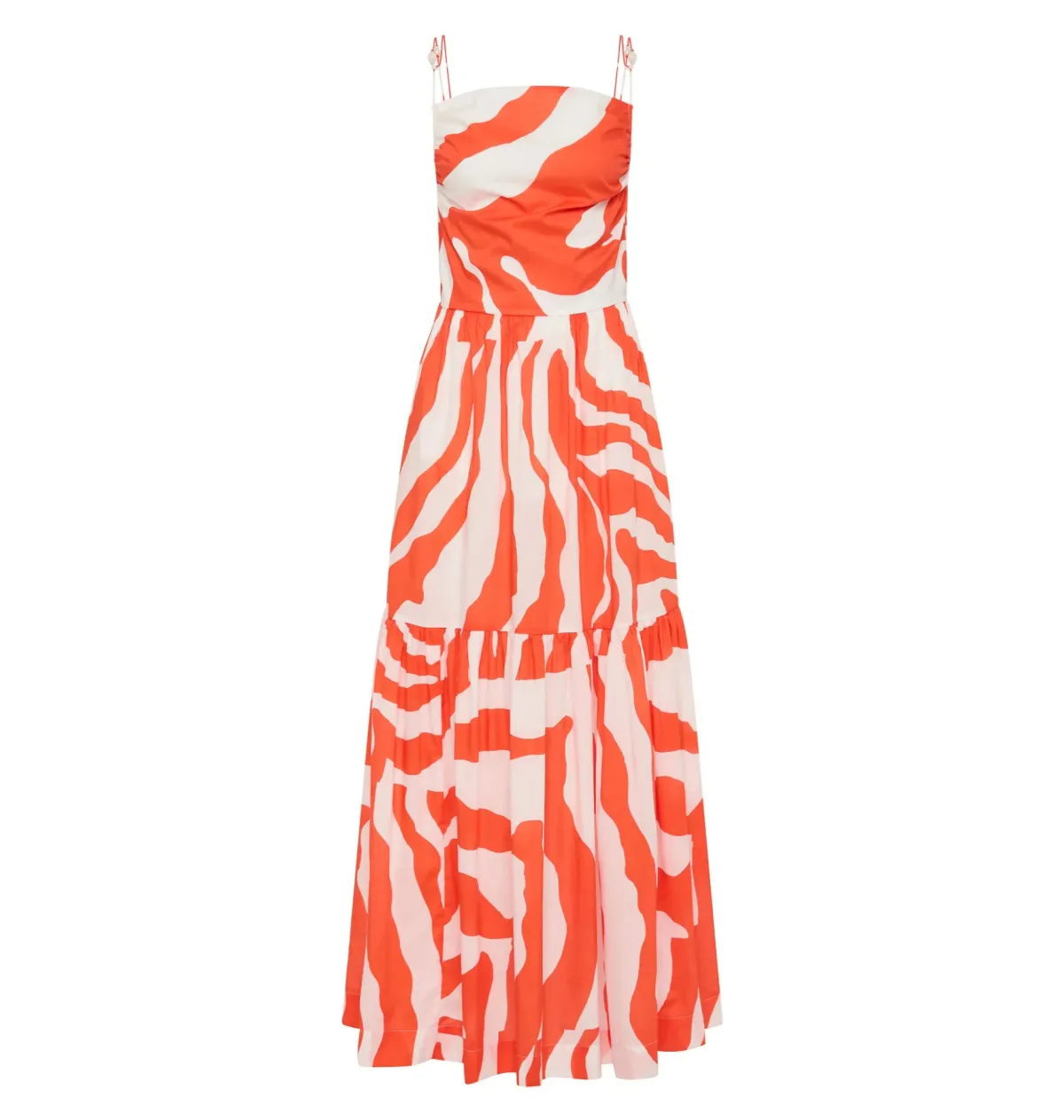 Aje Marley Tiered Maxi Dress in Coral Zebra Size AU 6 - Image 6
