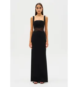 MISHA Damita Crepe & Mesh Maxi Dress Black Size 8/S for rent on The Volte - image 1
