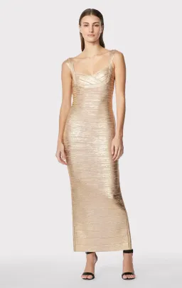 Herve Leger Sweetheart Gown Gold Size AU 10 for rent on The Volte - image 1