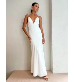 By Johnny Soraya V Front Maxi Dress Ivory White Size AU 10 for rent on The Volte - image 1