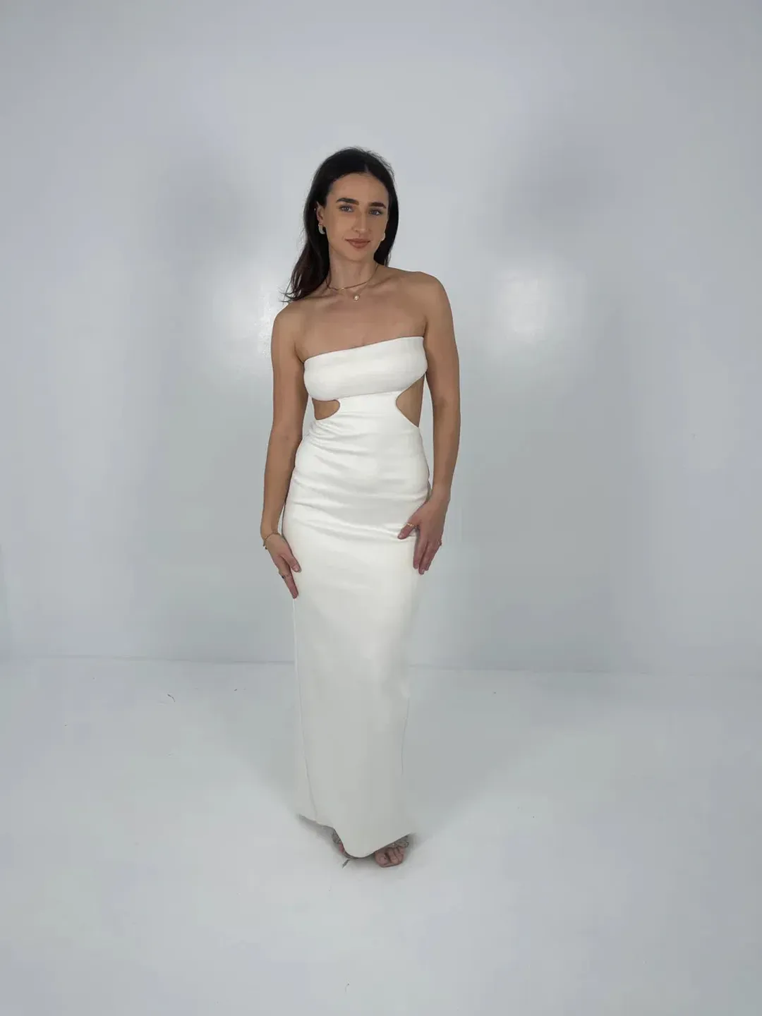 Natalie Rolt White Carmen Gown Size 8 for rent on The Volte - main image
