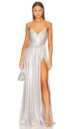 Retrofête Doss Maxi Gown Silver Size XS / Size AU 6 for rent on The Volte - image 1