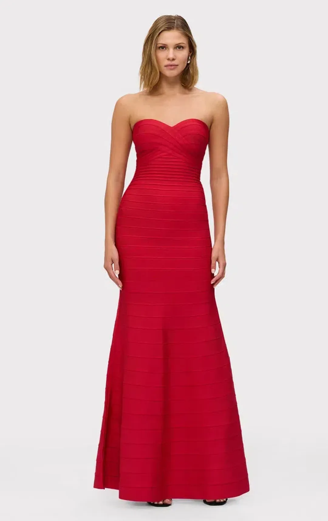 Herve Leger The Sara Maxi Gown Lisptick Red Size XS / Size AU 6 for rent on The Volte - main image