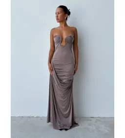 Paris Georgia Val Dress In Taupe Size S/ AU 8 for rent on The Volte - image 2