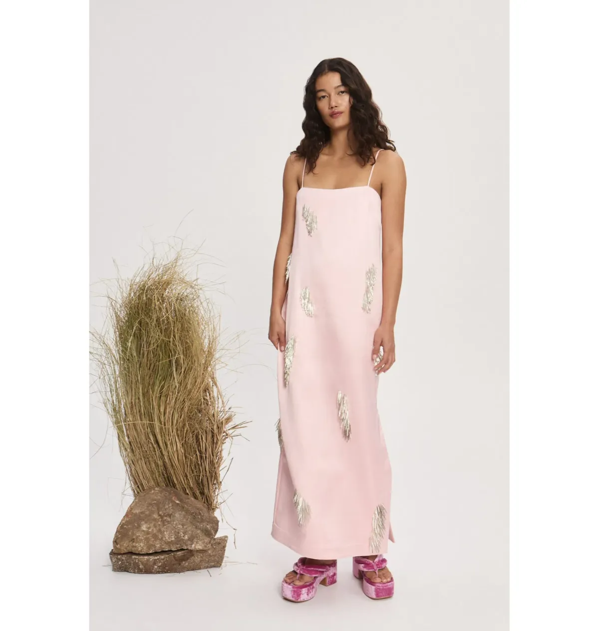 Alemais Cindy Embellished Slip Dress Pink Size AU 6 for rent on The Volte - main image