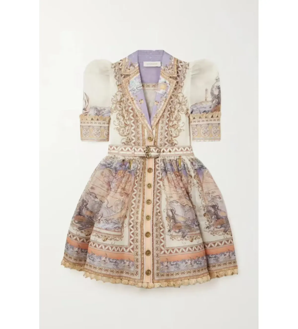 Zimmermann High Tide Mini Shirt Dress in Odyssey Print Size 2/AU 12 - Image 5