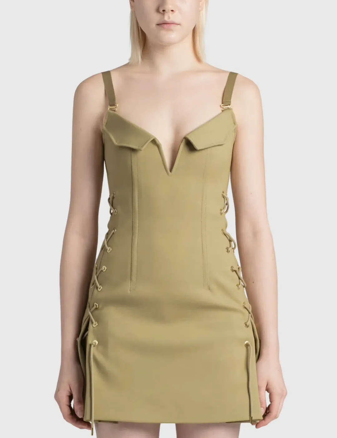 Dion Lee Laced Bonded Mini Dress Brown Size M / Size AU 10 for rent on The Volte - main image