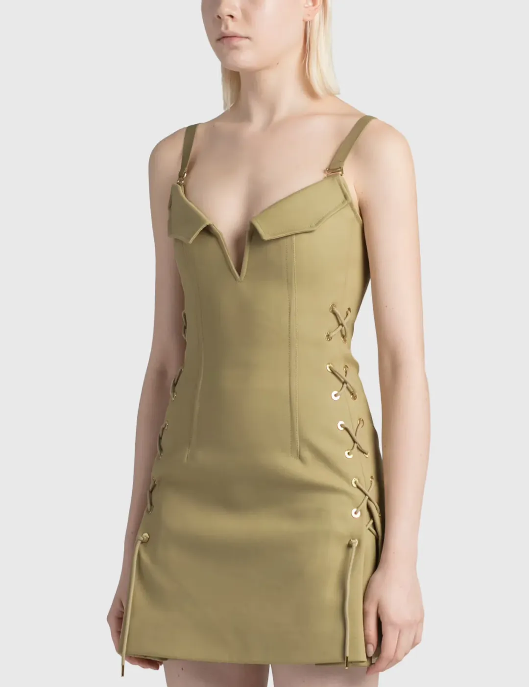 Dion Lee Laced Bonded Mini Dress Brown Size M / Size AU 10 for rent on The Volte - main image