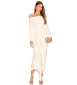 Solace London Lotus Midi Dress in Ivory Size AU 8 for rent on The Volte - image 1