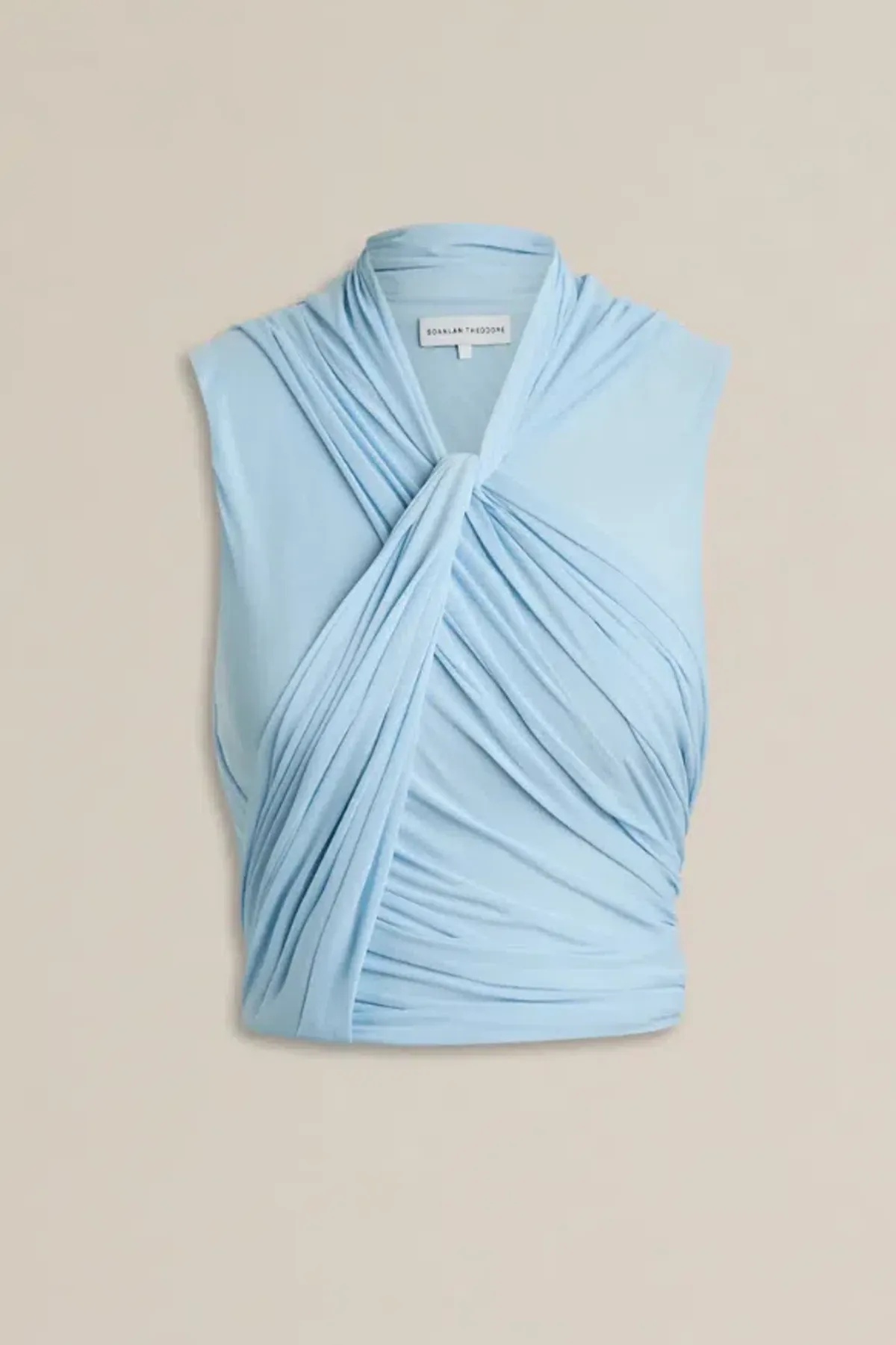 Scanlan Theodore Mesh Drape Top & Skirt Pale Blue Size 10 - Image 6